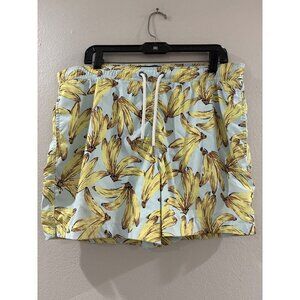 Abercrombie & Fitch men's Light Blue Banana Pattern swimsuit, 5" inseam size lar